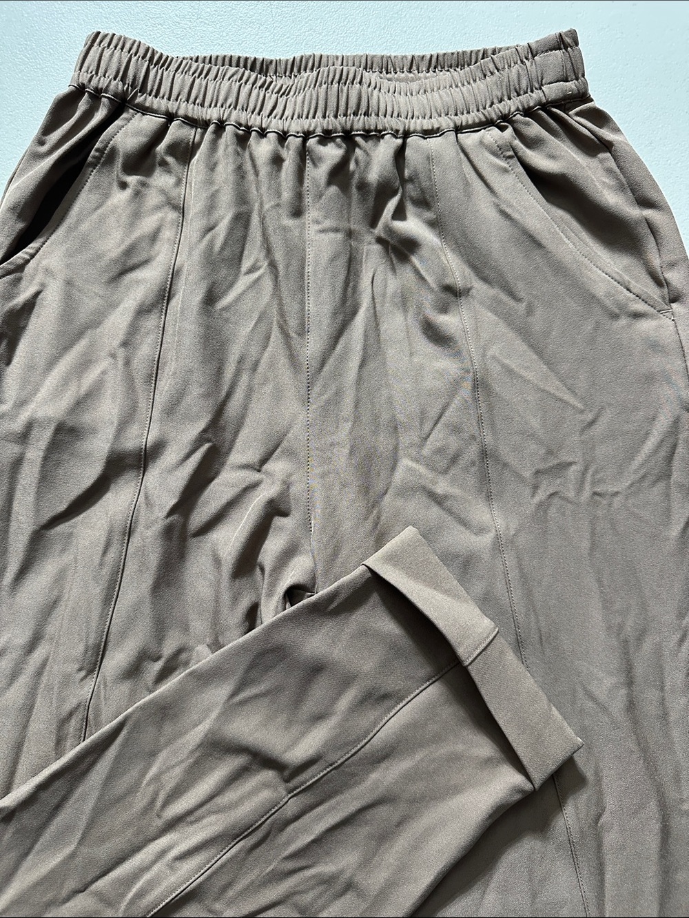 Varley Taupe Track Pants with Elastic Waist